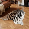 image:imageHOMORE Zebra RugFaux Animal Print RugSmall Zebra Hide Rugs for Bedroom  23x36 FeetWashableNon SlipLow Plie Western Floor Carpet for Bedside Living Room Desk Wall Decor Black and WhiteZebra