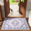 image:imageHOMORE 2x3 Entryway Rug for BedroomSmall Washable Throw Rug for Living Room Kitchen Office Beige Blue Rugs Indoor Door Farmhouse Perfect for Home Decor Vintage Floral Low Pile NonSlip Rugs
