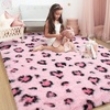 image:imageHOMORE Fluffy Leopard Rug4x6 Cheetah Rugs for Bedroom Living Room  Western Rugs Non Slip Backing Soft Leopard Print Rug for Kids Room DormBlack and KhakiPink