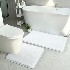 image:imageGray Bathroom Rug Set 2 Piece Bath Mat 21x34 ampU Shape Toilet Rug 21x21  AbsorbentWashableNon Slip Bathroom Rugs SetsContour Mat for ToiletWhite