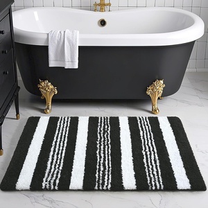 image:imageHOMORE Bathroom Runner Rug 24x60 Inch Washable Non Slip Bathroom Rug Long Absorbent Bath Rugs Quickly Dry Plush Bath Mats for Sink Shower Floor Navy BlueBlack