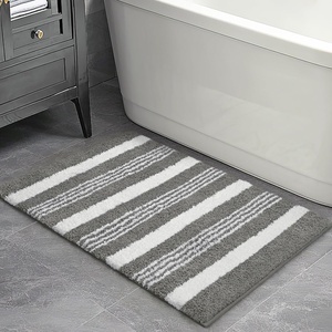 image:imageHOMORE Bathroom Runner Rug 24x60 Inch Washable Non Slip Bathroom Rug Long Absorbent Bath Rugs Quickly Dry Plush Bath Mats for Sink Shower Floor Navy BlueGreyWhite