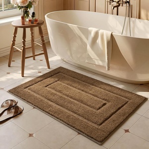 image:imageHOMORE Grey Bathroom Rug 24x36 Inch Soft Absorbent Microfiber Bathroom Runner Rug Washable Bath Runners Rugs for Bathrooms Non Slip Bath Rugs for Shower TubLight Brown