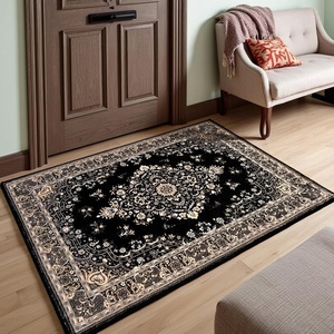 image:imageHOMORE Washable Area Rug 4x6 Black Rugs for Bedroom Living Room  Non Slip Low Pile Vintage Floral Throw Rugs for Entryway Kitchen Rug Dinning Room OfficeBlack