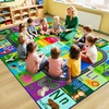 image:imageHOMORE Kids Educational Rug8x10 Green Kids Area Rug for Classroom Playroom  ABC Rugs for Learning AlphabetNumbersColorsSeason and Animal Words Playmat for Chidrens RoomGreen
