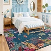 image:imageHOMORE Ocean Rugs 5x7 Washable Coastal Rug for Living RoomGray Blue  Non Slip Rugs for Kids Bedroom Nautical Coral Rugs with Fish Sea Turtles Jellyfish Seahorse Beach Carpet for Nursery DormDark Blue