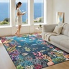 image:imageHOMORE Ocean Rugs 5x7 Washable Coastal Rug for Living RoomGray Blue  Non Slip Rugs for Kids Bedroom Nautical Coral Rugs with Fish Sea Turtles Jellyfish Seahorse Beach Carpet for Nursery DormDark Blue