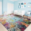 image:imageHOMORE Ocean Rugs 5x7 Washable Coastal Rug for Living RoomGray Blue  Non Slip Rugs for Kids Bedroom Nautical Coral Rugs with Fish Sea Turtles Jellyfish Seahorse Beach Carpet for Nursery DormGray Blue