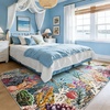 image:imageHOMORE Ocean Rugs 5x7 Washable Coastal Rug for Living RoomGray Blue  Non Slip Rugs for Kids Bedroom Nautical Coral Rugs with Fish Sea Turtles Jellyfish Seahorse Beach Carpet for Nursery DormGray Blue