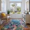 image:imageHOMORE Ocean Rugs 5x7 Washable Coastal Rug for Living RoomGray Blue  Non Slip Rugs for Kids Bedroom Nautical Coral Rugs with Fish Sea Turtles Jellyfish Seahorse Beach Carpet for Nursery DormDark Blue