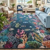 image:imageHOMORE Ocean Rugs 5x7 Washable Coastal Rug for Living RoomGray Blue  Non Slip Rugs for Kids Bedroom Nautical Coral Rugs with Fish Sea Turtles Jellyfish Seahorse Beach Carpet for Nursery DormDark Blue