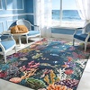 image:imageHOMORE Ocean Rugs 5x7 Washable Coastal Rug for Living RoomGray Blue  Non Slip Rugs for Kids Bedroom Nautical Coral Rugs with Fish Sea Turtles Jellyfish Seahorse Beach Carpet for Nursery DormDark Blue