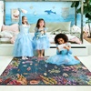 image:imageHOMORE Ocean Rugs 5x7 Washable Coastal Rug for Living RoomGray Blue  Non Slip Rugs for Kids Bedroom Nautical Coral Rugs with Fish Sea Turtles Jellyfish Seahorse Beach Carpet for Nursery DormDark Blue
