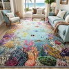 image:imageHOMORE Ocean Rugs 5x7 Washable Coastal Rug for Living RoomGray Blue  Non Slip Rugs for Kids Bedroom Nautical Coral Rugs with Fish Sea Turtles Jellyfish Seahorse Beach Carpet for Nursery DormGray Blue