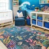 image:imageHOMORE Ocean Rugs 5x7 Washable Coastal Rug for Living RoomGray Blue  Non Slip Rugs for Kids Bedroom Nautical Coral Rugs with Fish Sea Turtles Jellyfish Seahorse Beach Carpet for Nursery DormDark Blue