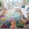 image:imageHOMORE Ocean Rugs 5x7 Washable Coastal Rug for Living RoomGray Blue  Non Slip Rugs for Kids Bedroom Nautical Coral Rugs with Fish Sea Turtles Jellyfish Seahorse Beach Carpet for Nursery DormGray Blue